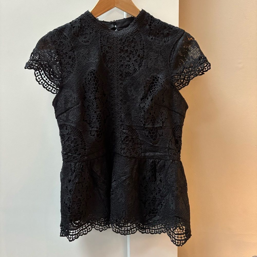 Alya Black Lace Peplum Top – Size M